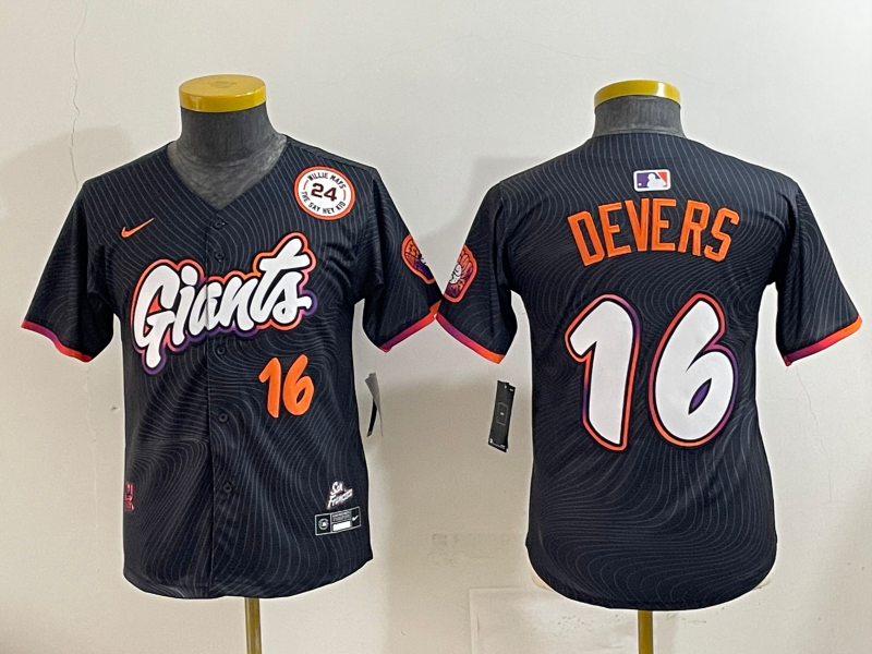 Men 2025 San Francisco Giants #16 Devers Black Joint Name Nike MLB Jersey style 02->philadelphia phillies->MLB Jersey